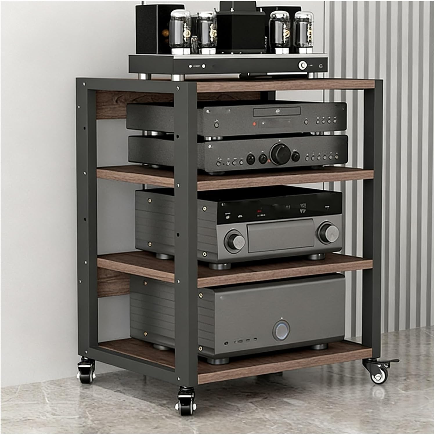 YLLFFLL 4 Shelf High Media Storage Cabinet with Wheels
