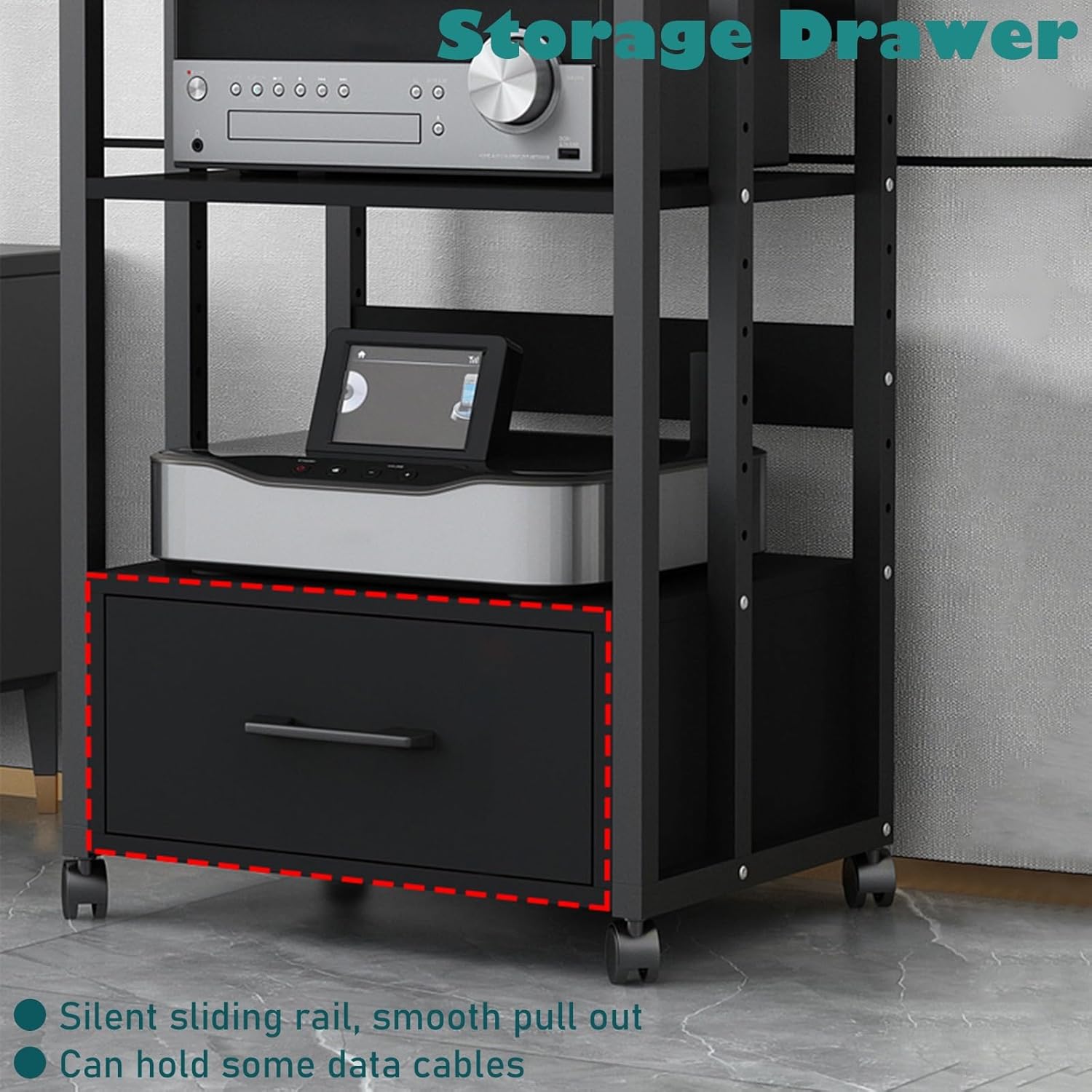 LXLZYXSF 4 3 2 Tier Mobile Stereo Components Rack AV Media Stand