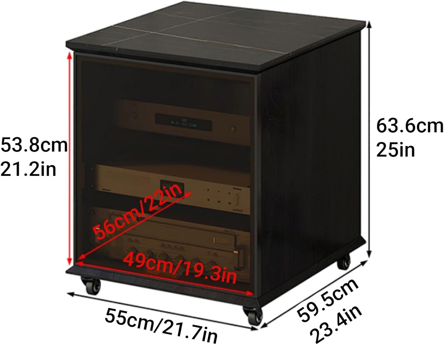 YITAYMLI AV Stereo Media Solid Wood Storage Cabinet Adjustable Shelves