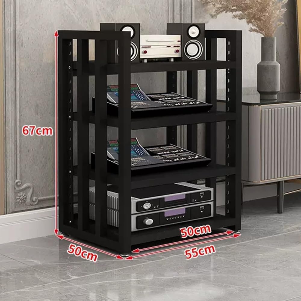 NILZA AV Media Stand 4-Tier Audio Rack Corner Shelf Audio/Video Component Cabinet Stereo Rack Audio Tower Adjustable Media Storage Shelves - 26in(Walnut)