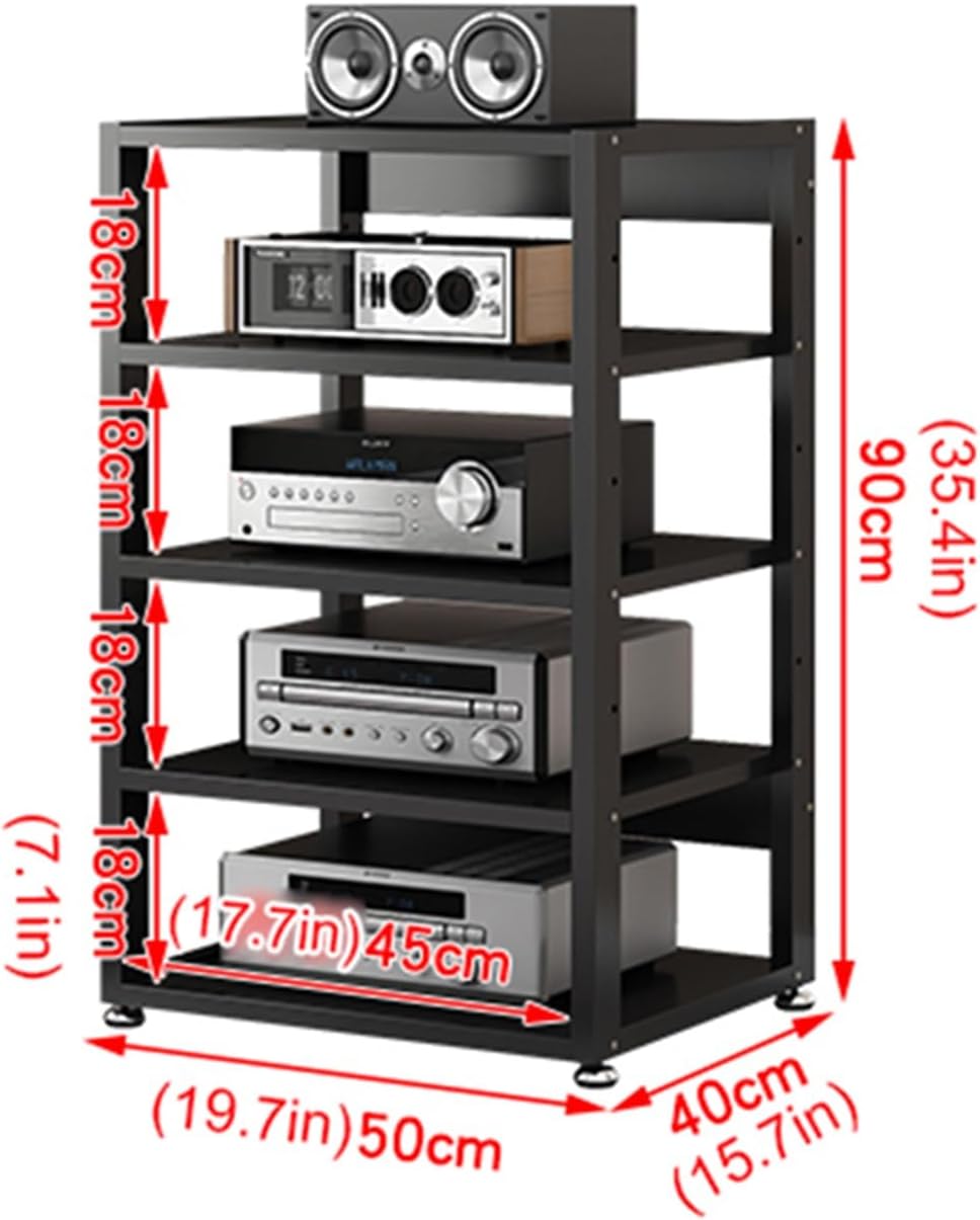 UYCVT Movable Media Stand 5-Media Stand Audio Rack Cd Player Stand Floor-Standing Corner Tv Stand Stereo Components Storage Cabinet-A-50x40x90cm