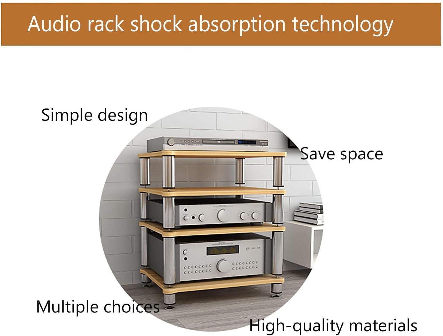 HOFSSI 4 Tier Media Stand Audio/Video Component Cabinet with Shock Absorber Feet