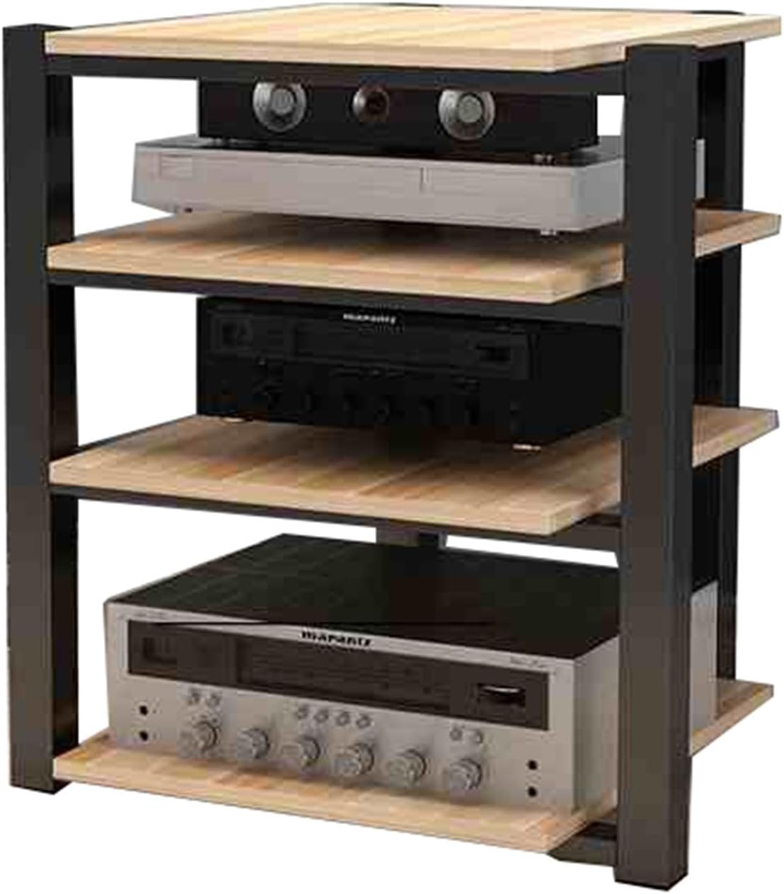 YLQFGUVWK Media Storage Cabinet 4 Layer Record Player Stand Stereo Component Storage Cabinet for Av Amplifier/Turntable/Skybox/Printer(Natural)