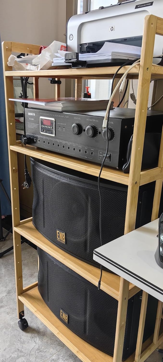 WUHUQN Media Stand 60 Inch Tall Stereo Racks and Stands Professional