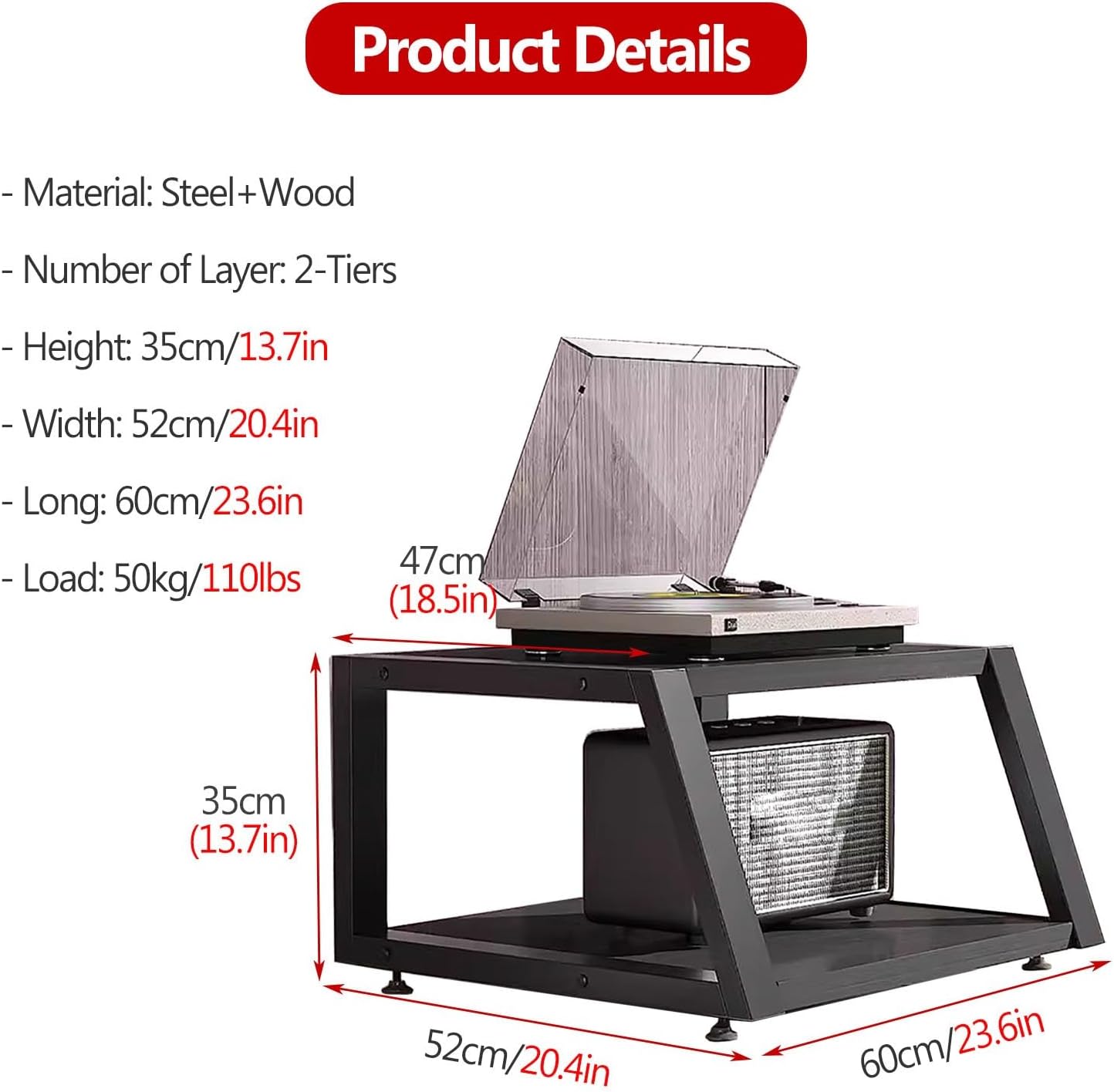 YLLFFLL Heavy Duty Stereo Cabinet Audio Rack Tower