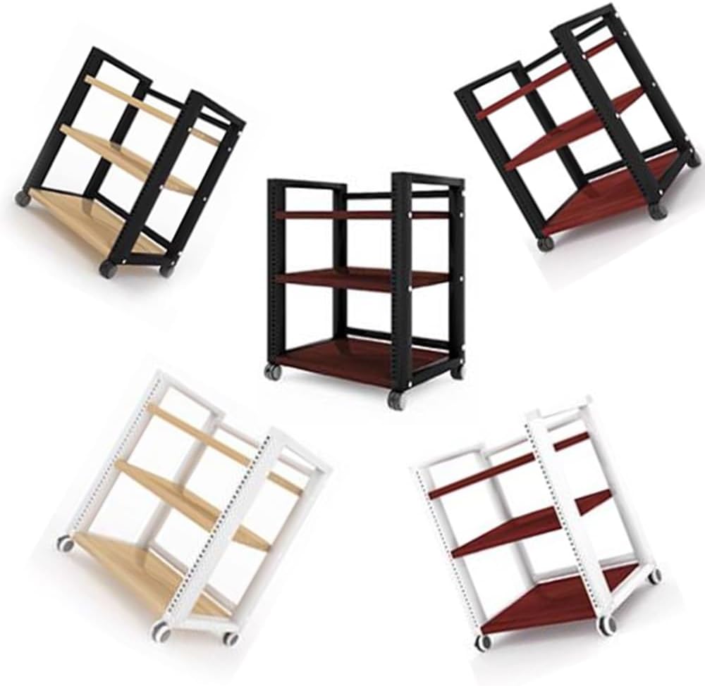 KGPGNYMYHA Adjustable AV Media Stand With 3 Shelves Studios Media Storage Cabinet Entertainment Stereo Component Cabinet For Audio Video Streaming Device(White brown)