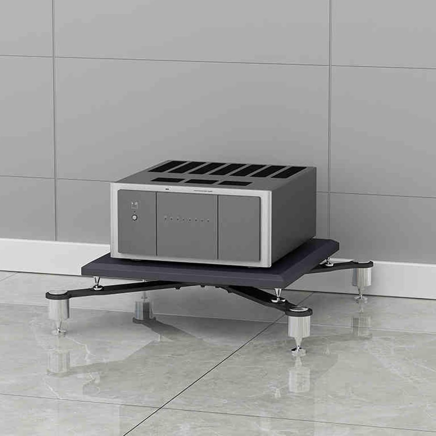 KUKIXKK 2-Tier Media Stand Corner Shelf Entertainment Stereo Components Rack