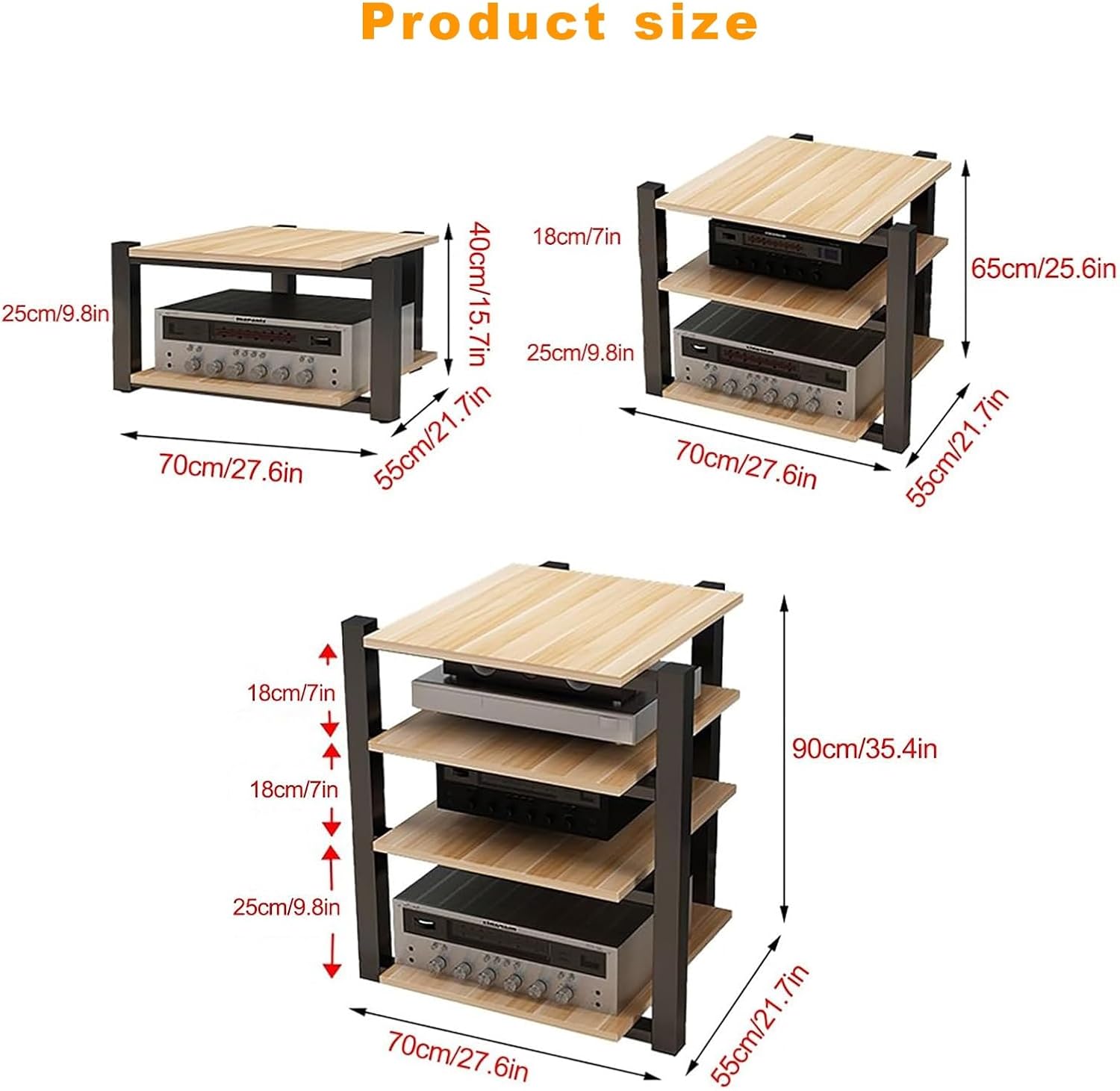 Zdlopteron Metal Audio Video Media Stand with MDF Shelves