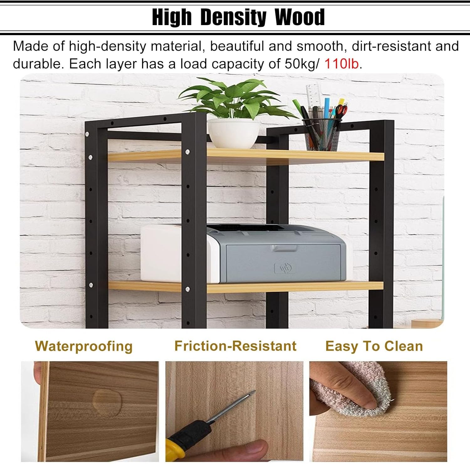 SRNSAEB 55Inch/ 140cm Tall Audio Rack Mount Steel & Solid Wood Cabinet