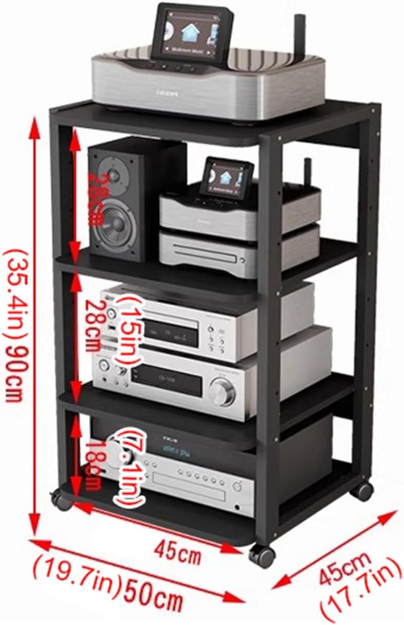 4/5-Tier Media Stand Audio/Video Component Cabinet with Height Adjustable Wooden Shelf for DVD Player