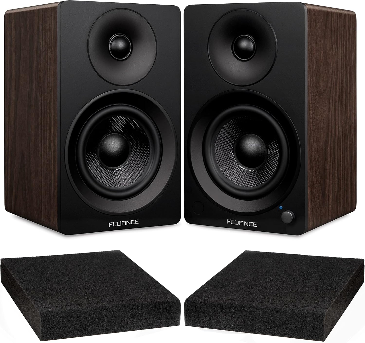 Fluance Ai41 Natural Walnut Powered 2.0 Stereo Bookshelf Speakers with 5
