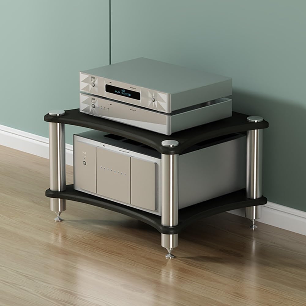 2-Tier AV Media Stand - Wooden Audio Rack for Home/Office