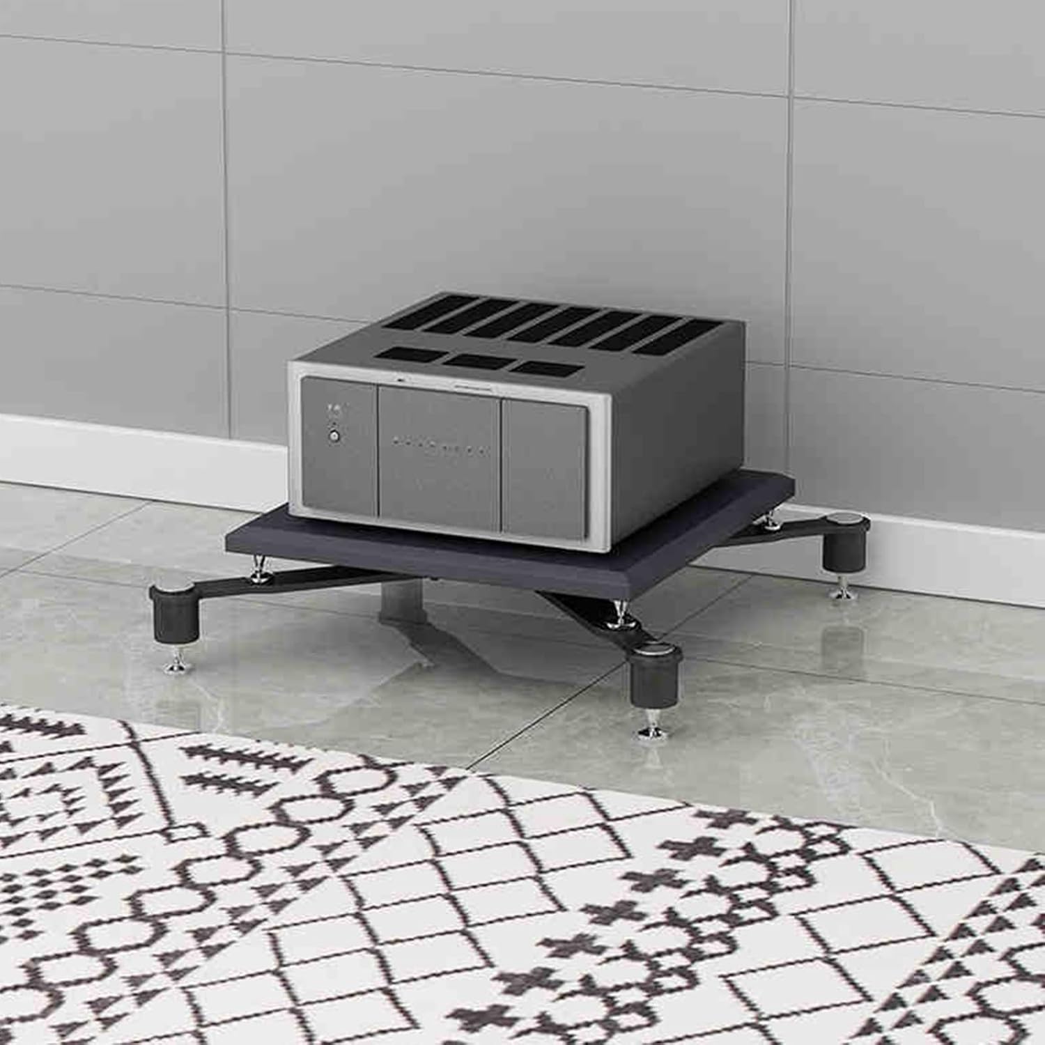 KUKIXKK 2-Tier Media Stand Corner Shelf Entertainment Stereo Components Rack