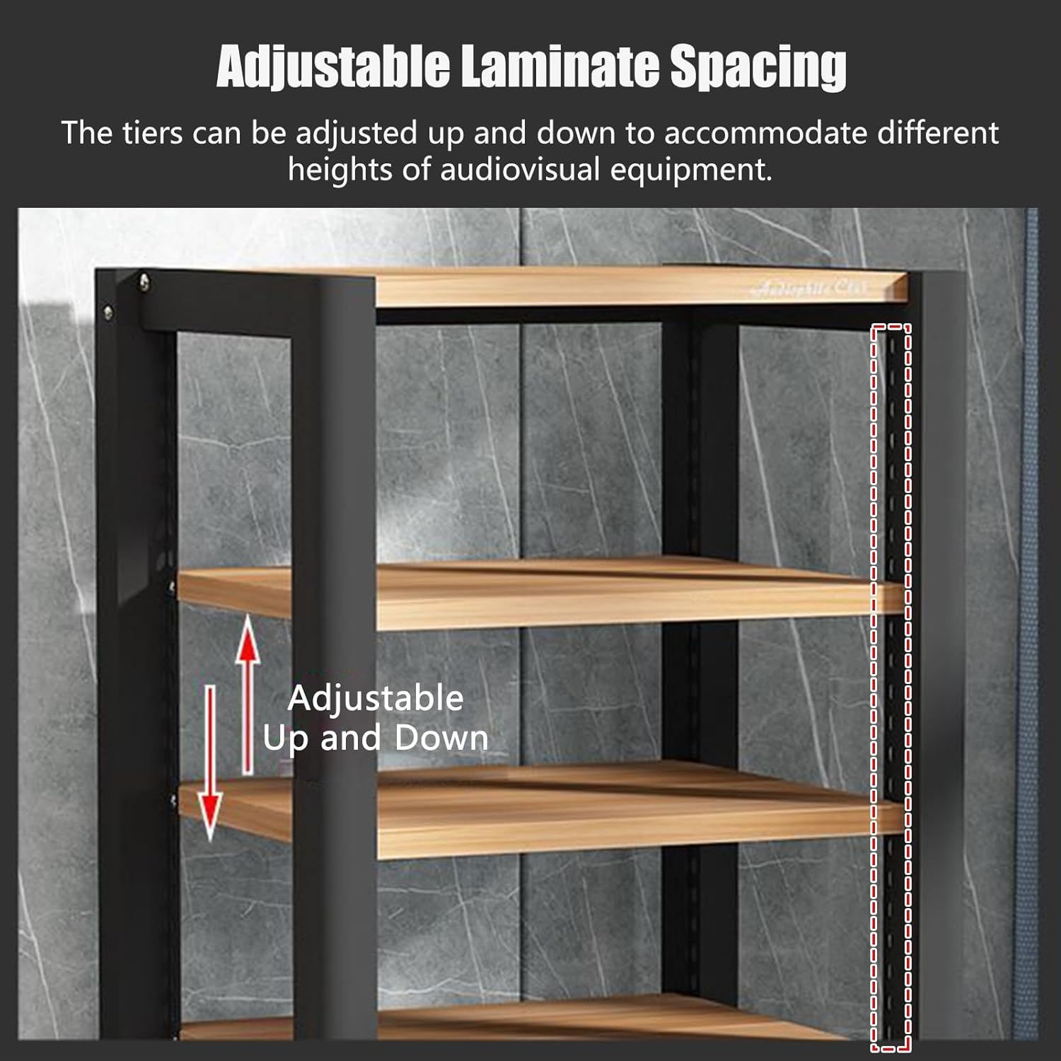 RENLXFI Modern Audio-Video Media Stand with 2 3 4 5 Height-Adjustable Shelves