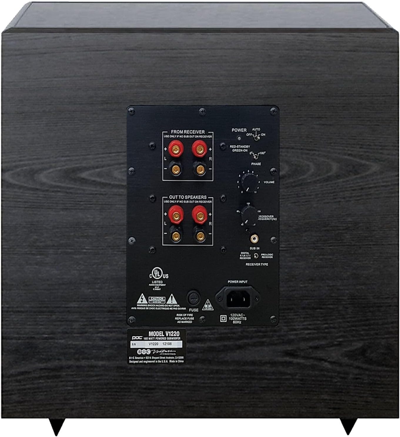 BIC America V-1220 12-Inch 430-Watt Down-Firing Powered Subwoofer