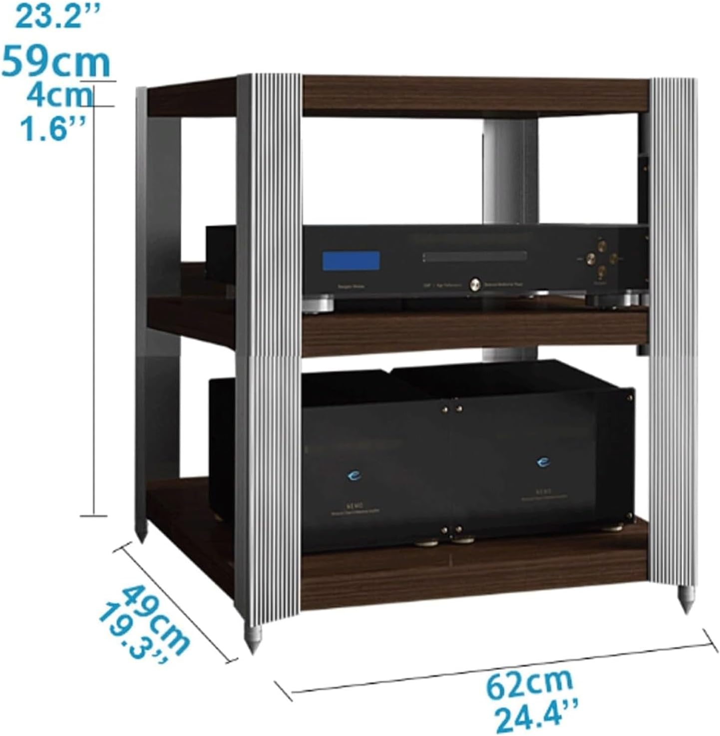 PZEOB Audio Tower Rack 2/3 Tier Audio-Video Media Stand Wooden Stand Stereo Cabinet Corner for Home