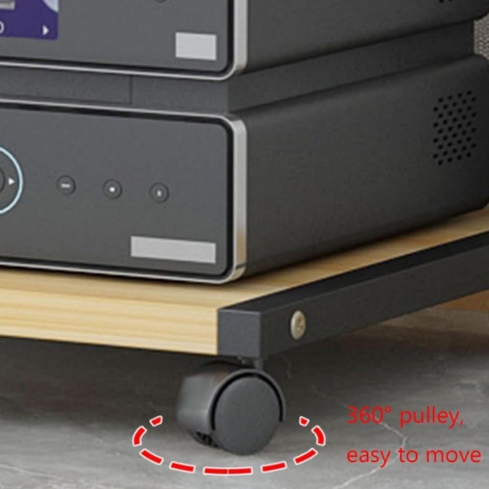 GenSDH Stereo Media Stand Audio/Video Shelves DVD Players Component Cabinet Floorstanding Movable Storage Shelf Audio Rack Cd Media Player Stand for Corner