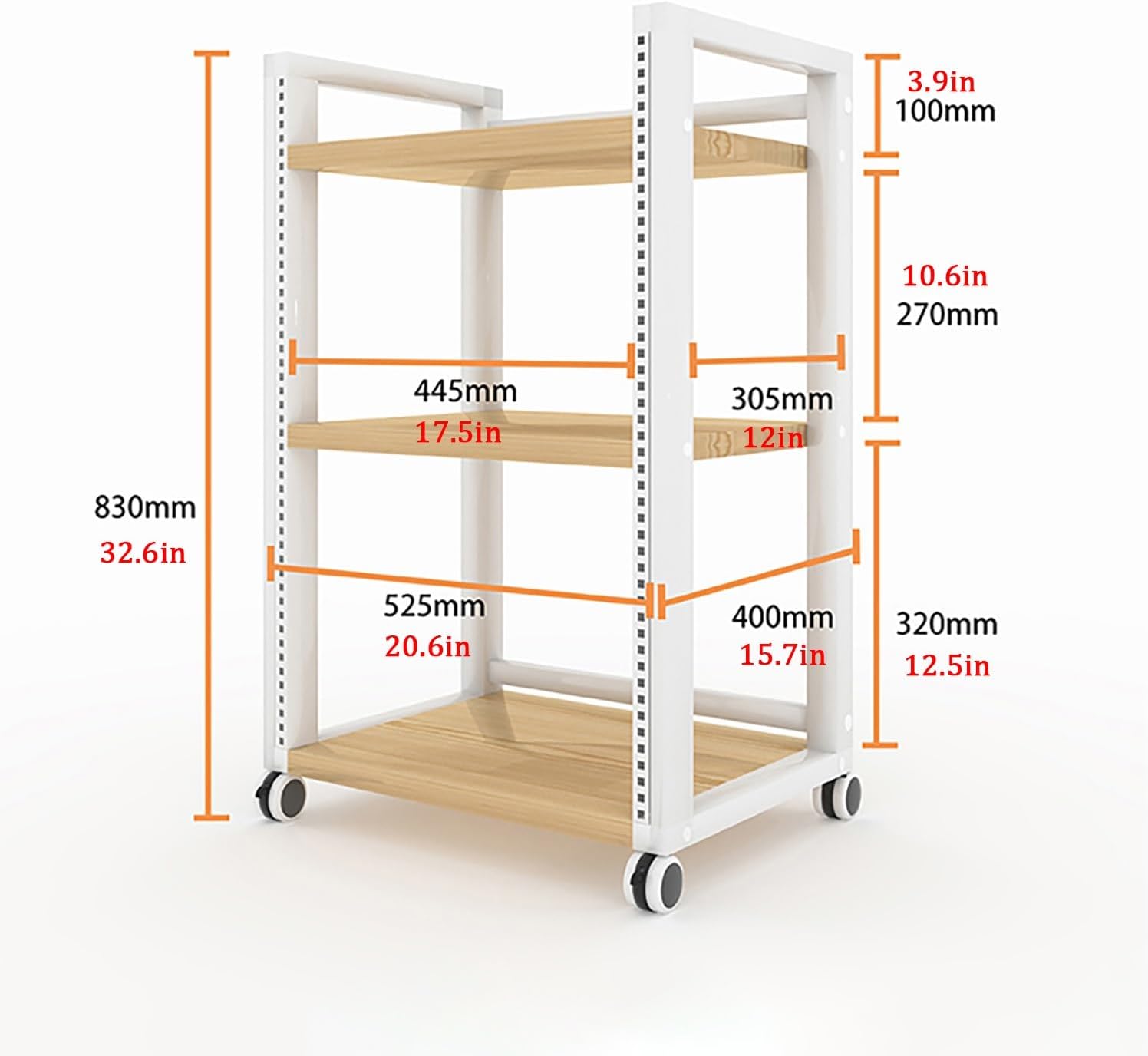 JIAOCKJIAO 3 Tier Movable Media Stand