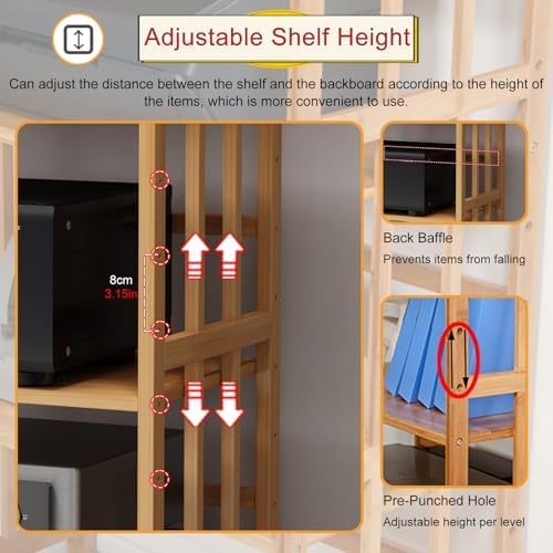 Wooden TV Stand Cabinet - Adjustable Audio Rack Tower & Movable Turntable Holder for Living Room & Office Storage