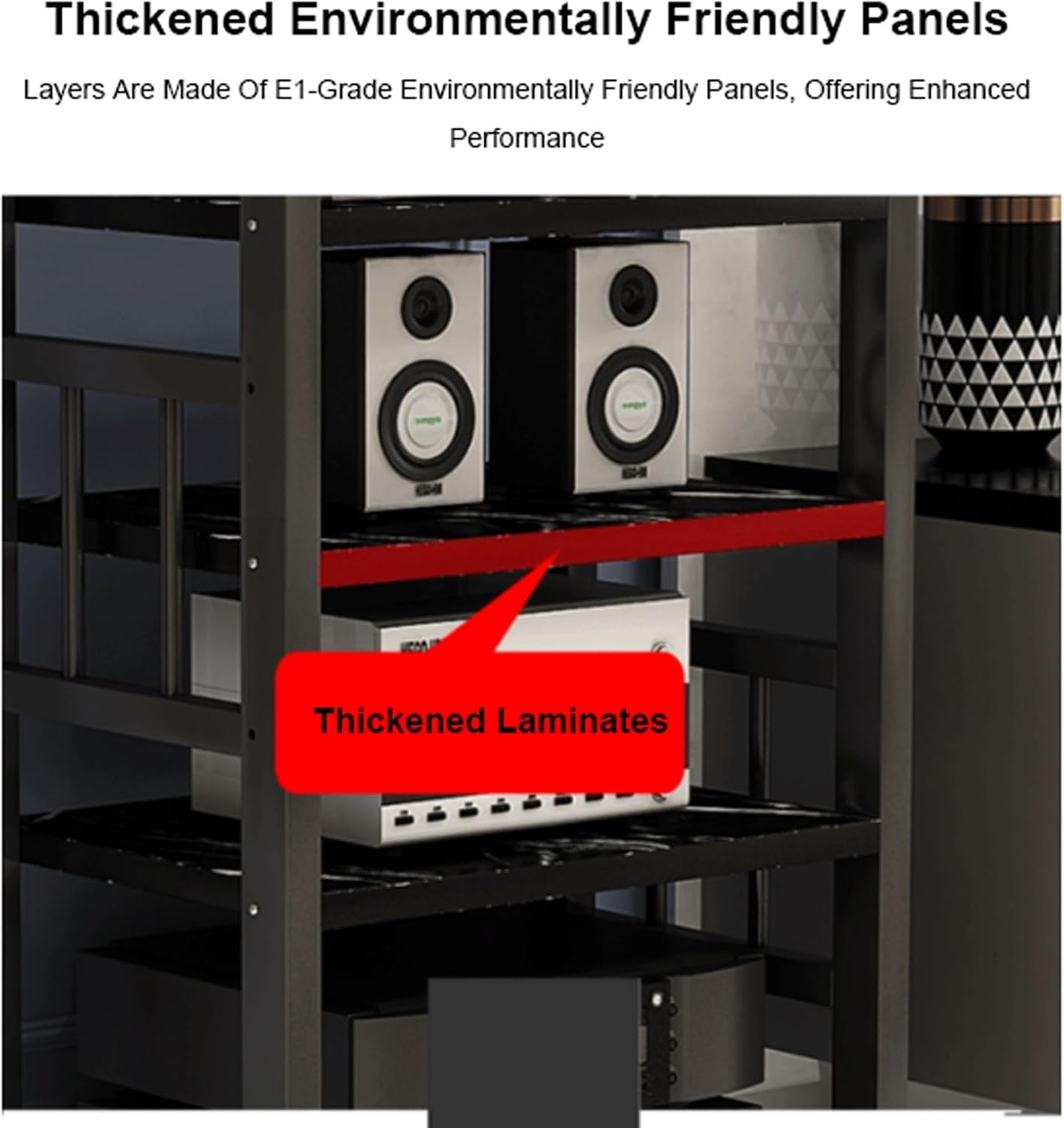 XMFBSY Medios 4 Tier Audio Rack Cabinet Wooden Stereo Stand with Wheels Home Theater AV Media Stand DVD Record Player Rack for Office Studio Organizer(White)