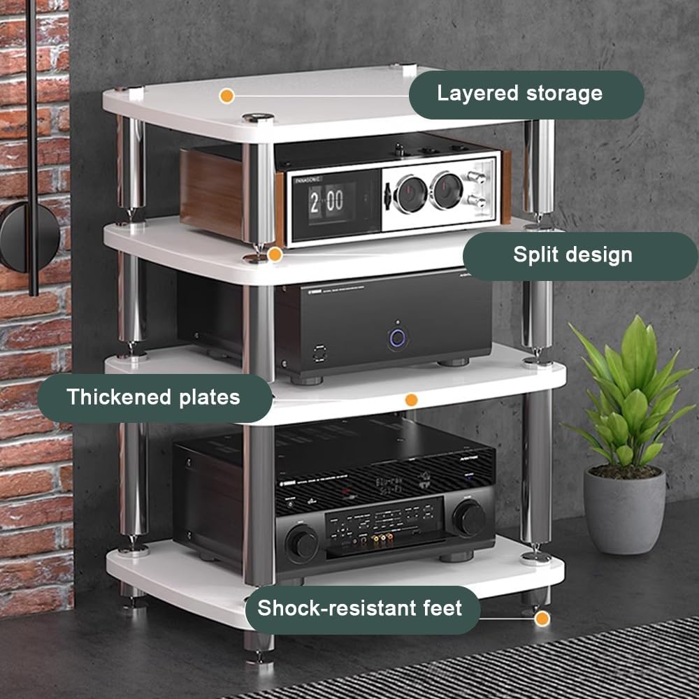 BERWDUXA HiFi Rack 1 2 3 4-Tier AV Media Stand Corner TV Stand