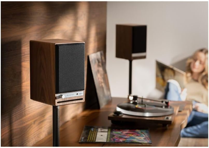Audioengine HD4 Premium Powered Speakers | 120W Audiophile-Grade Bluetooth 5.3 with aptX Adaptive | Built-in 24-Bit DAC | Hand-Crafted Wood Cabinets | Bookshelf Speakers