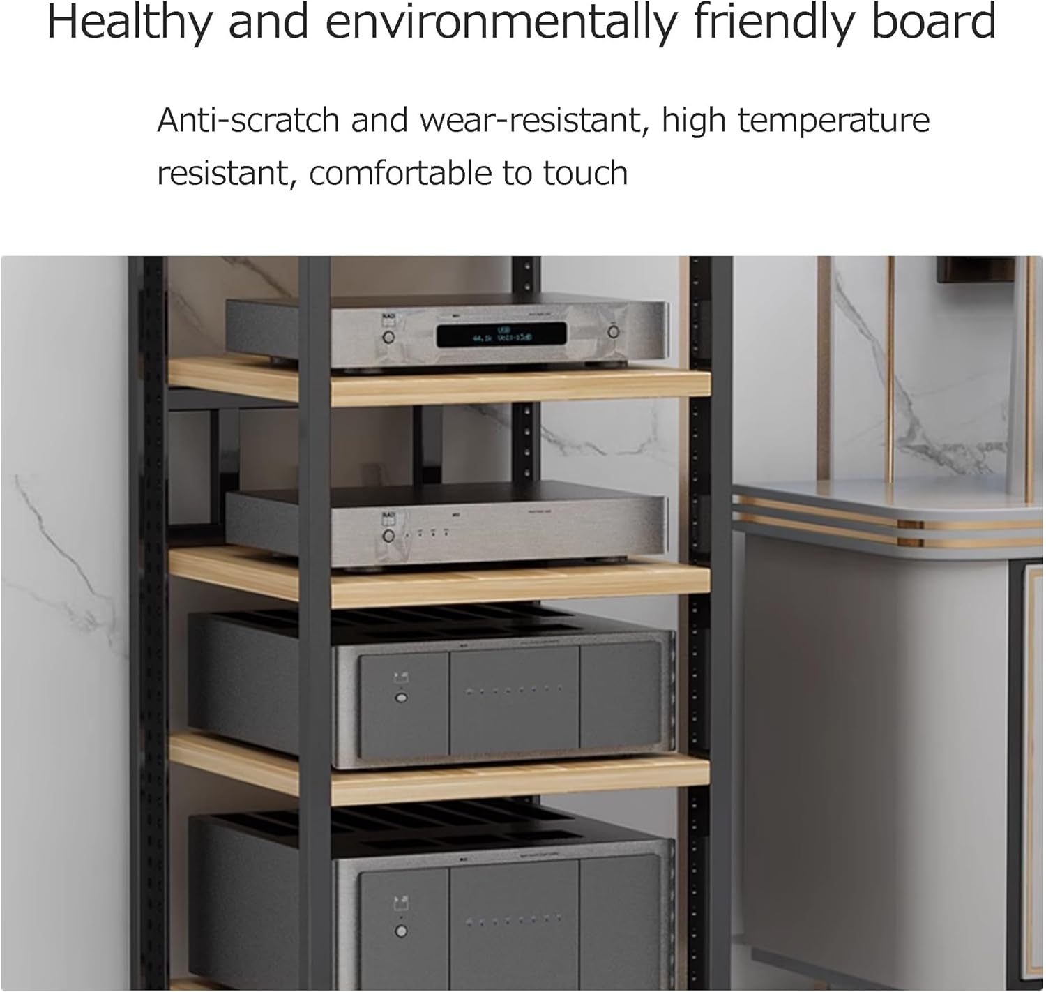 OVOGGPAN 3/4/5/6-Tier Open AV Media Cabinet Stand with Wheel Stereo Component Storage Cabinet Audio-video shelving for Living Room/Bedroom/Farmhouse Standing(White