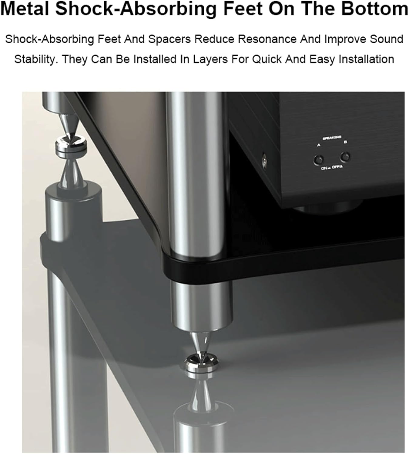 XMFBSY Medios Audio Rack AV Media Stand Modern Audio-Video Cabinet Stereo Component Rack HiFi Stand Wooden Game Console Equipment Shelf for CD Record Player Organizer(Black