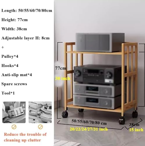 UYCVT 4-Tier HiFi Audio Rack - Adjustable Media Tower for DVD/Cd/Turntable Stereo Equipment - Perfect Entertainment Storage Unit for Living Room Office Or Corner-W-70cm-2 Tier-B