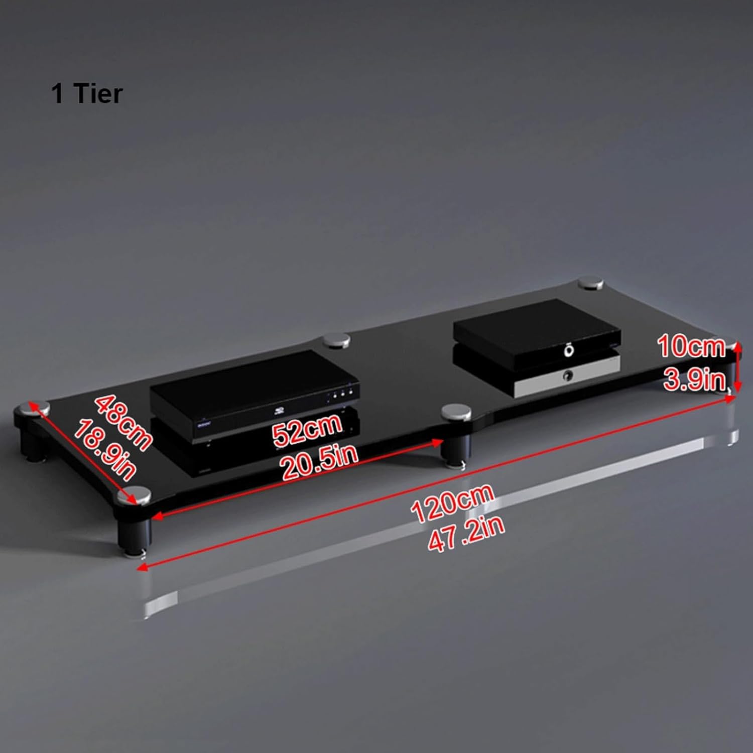 XMFBSY Medios AV Media Stand Home Theater Audio-Visual Rack Tower Shock-Absorbing Media Storage Cabinet for DVD CD Record Player Games Console Organizer(White