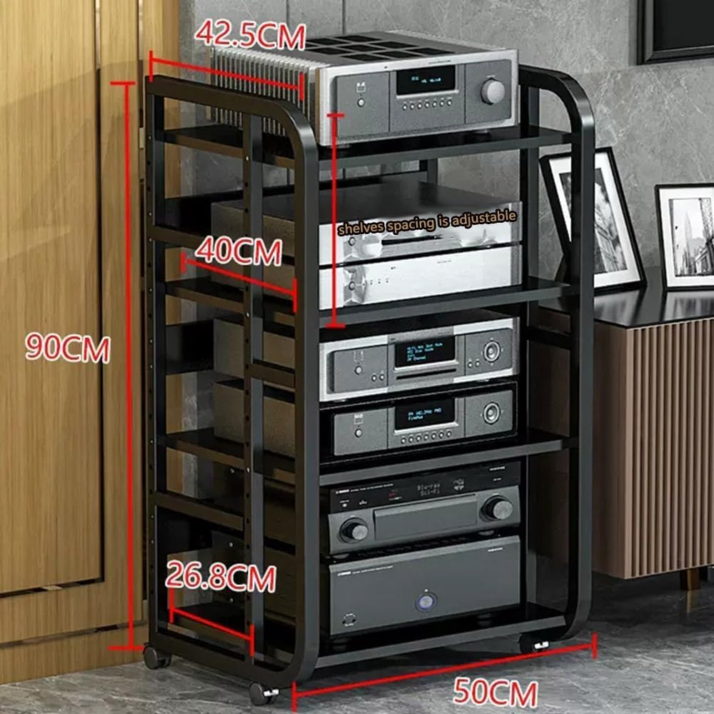 NILZA 3-Tier AV Media Stand Corner Shelf Media Storage Cabinet