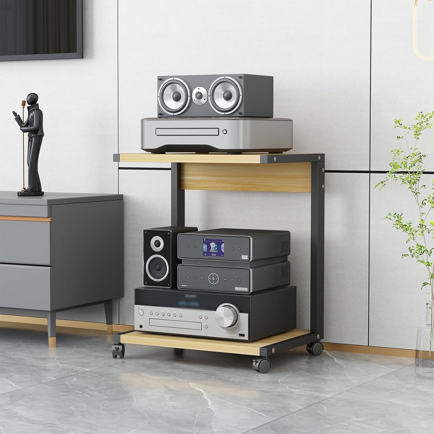 2-Tier AV Media Stand with Wheels