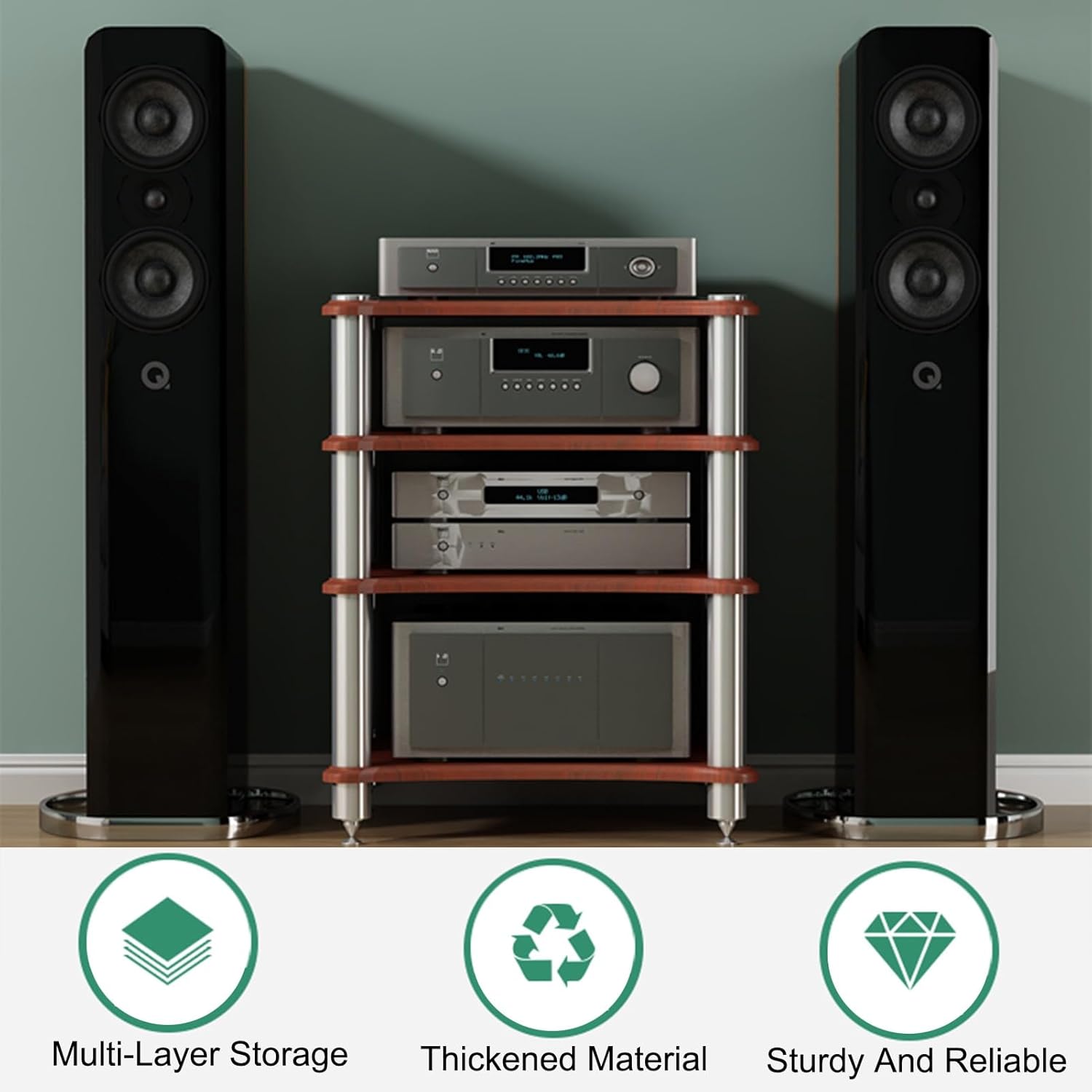 Modern Stereo Cabinet with Audio Rack for DVD Players - AV Media Stand for Living Room