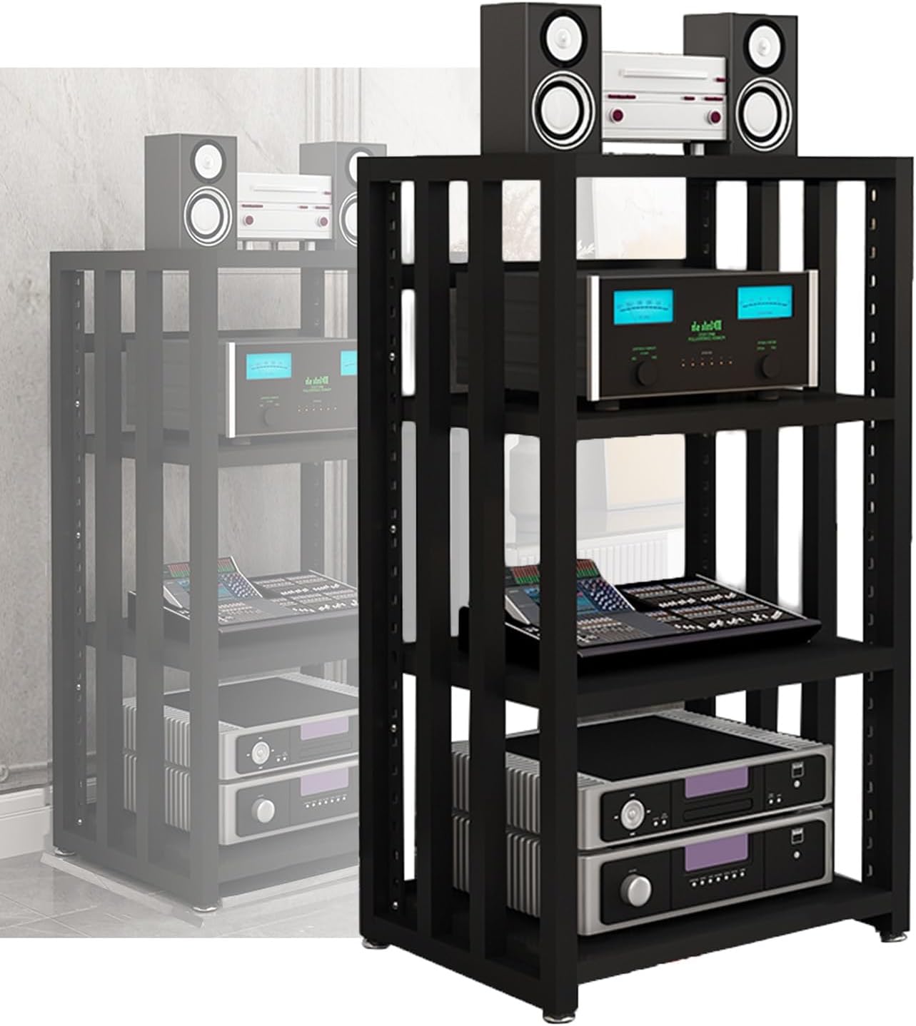 4-Tier AV Media Cabinet Stand Component Cabinet