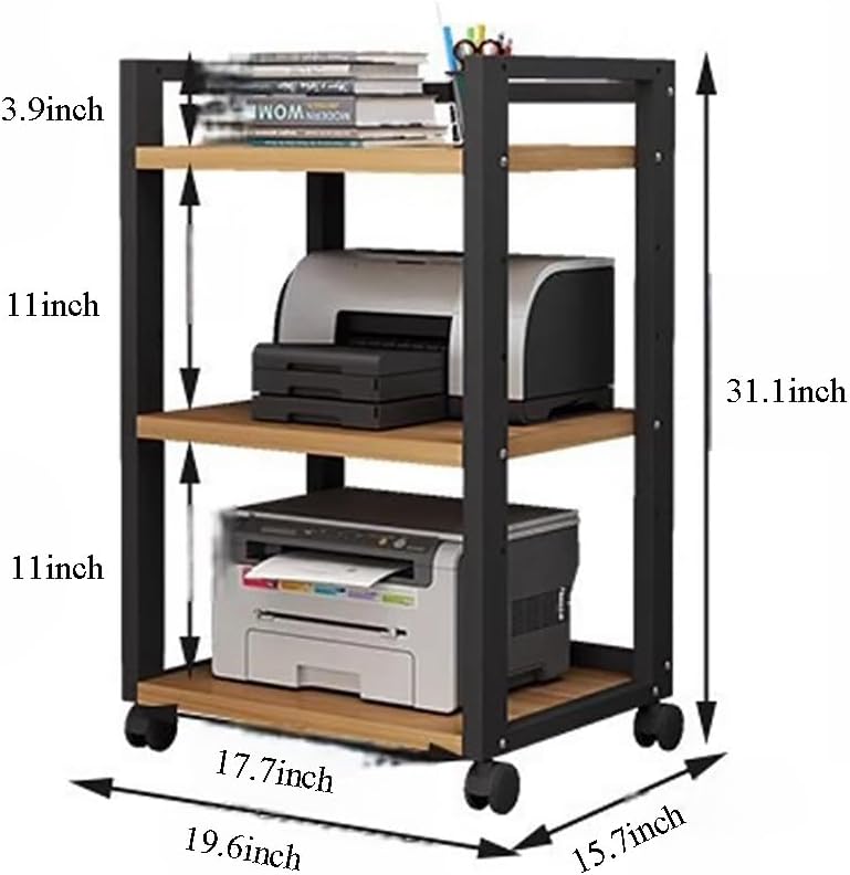 Movable 3-Tier Home Stereo Racks and Stands On Wheels Media Storage Cabinet Modern AV Cabinet HiFi Rack Audio Component Cabinet for Living Gaming Recording Room