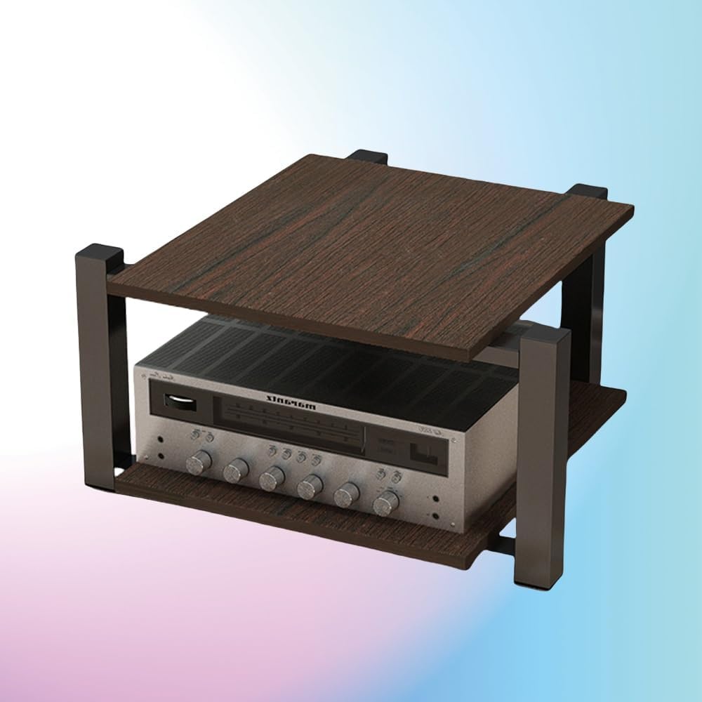 KGPGNYMYHA Audio Stand 3 Tier Audio Rack Tower Media Stand Wooden Shelf Stereo Racks CD Player Stand Entertainment Media Center For Theater AV Gear(Brown