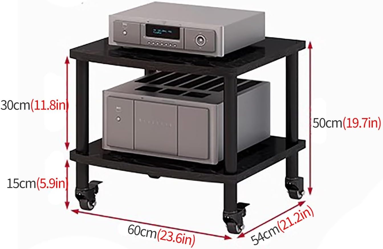 YLLFFLL Media Stand Corner Shelf for Record Player Metal Wooden Stereo Cabinet