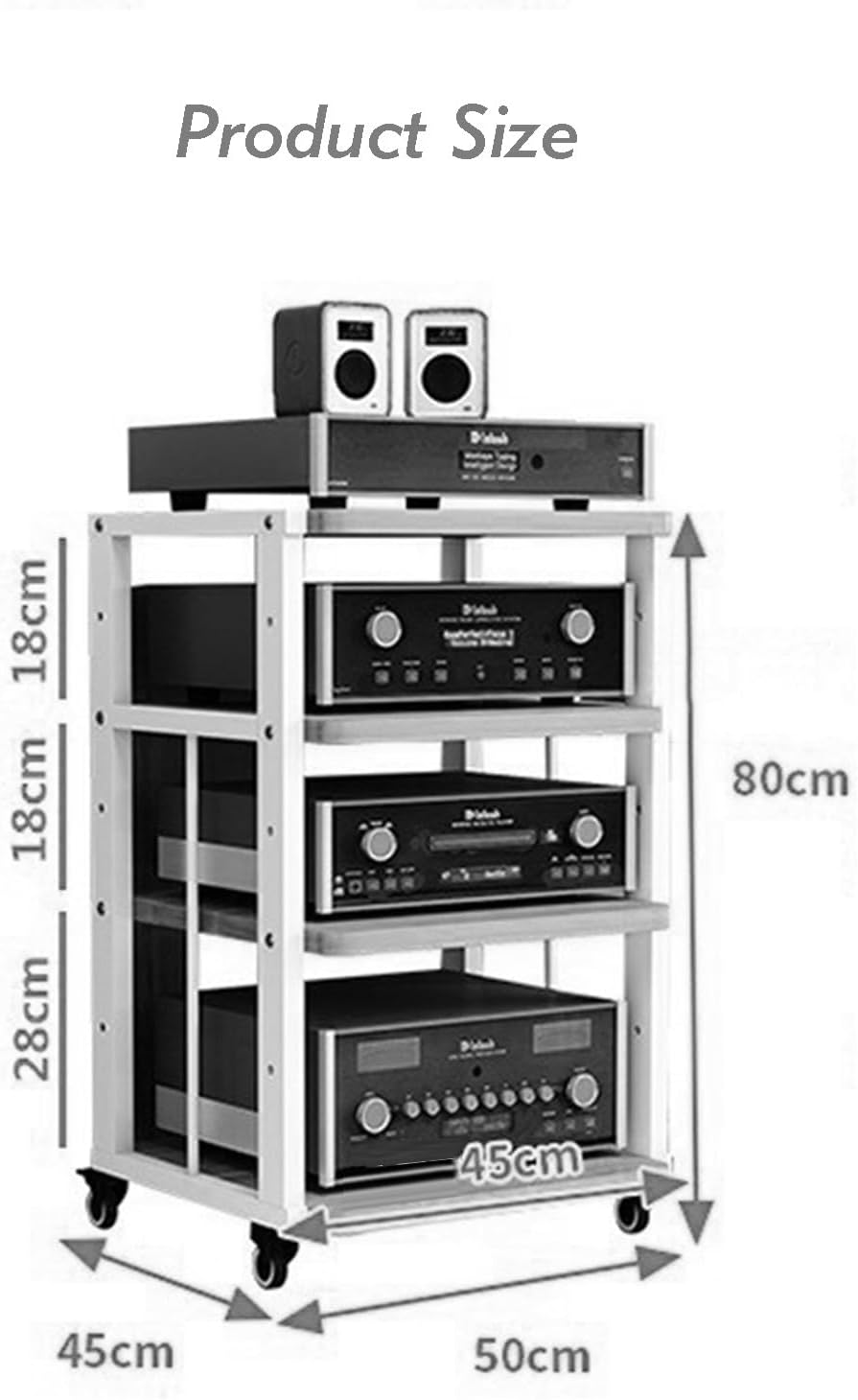 Adjustable 4 Tier AV Media Stand