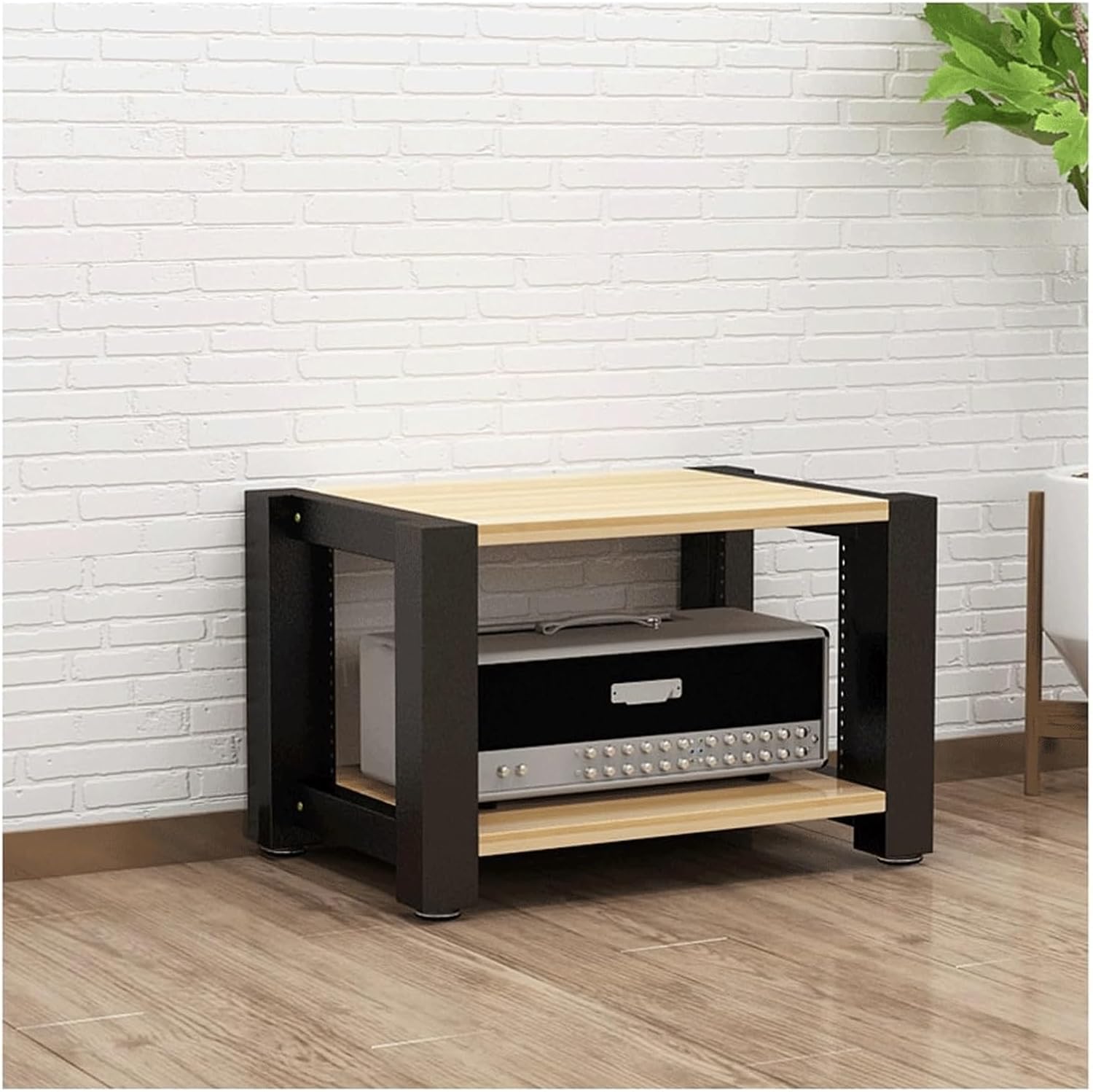 PZEOB Audio Rack Tower 2/3 /4/5 Tier AV Media Stand Adjustable Media Storage Shelves Modern Audio-Video Shelving Stereo Stands and Racks(Natural