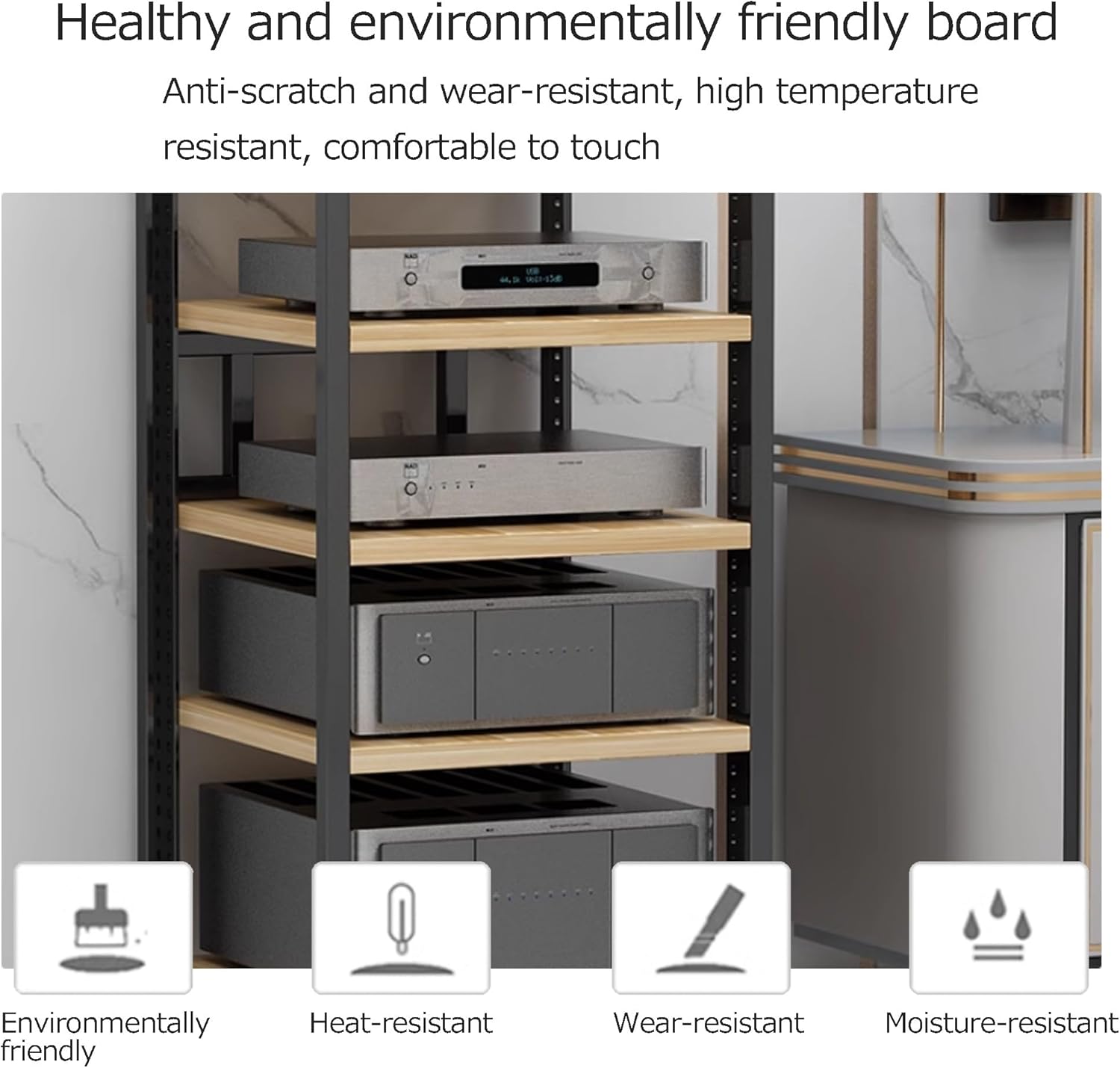 OVOGGPAN 3/4/5/6-Tier Open AV Media Cabinet Stand with Wheel Stereo Component Storage Cabinet Audio-video shelving for Living Room/Bedroom/Farmhouse Standing(White