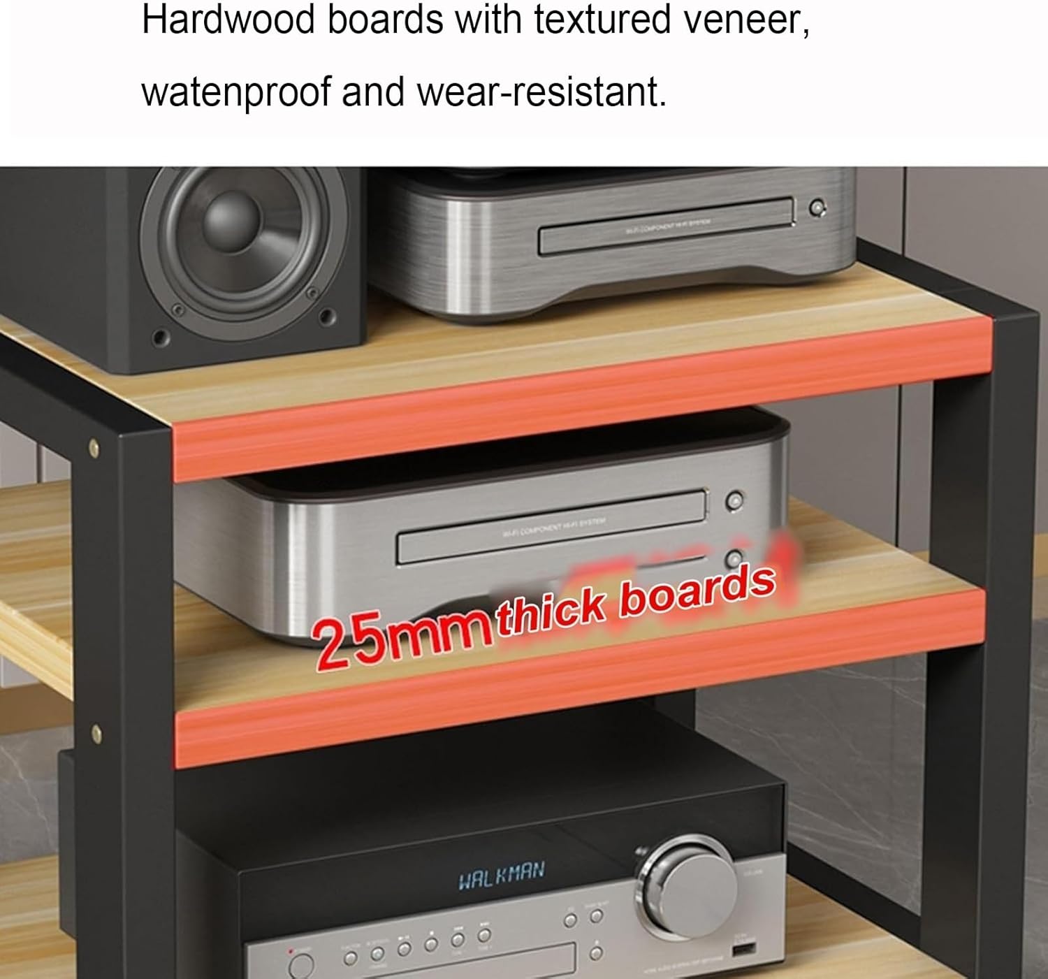 XingLi 3 Tier Audio Rack CD Media Player Stand Audio/Video Component Cabinet Floor-Standing Storage Shelf for Home/Office/Theater- 40x35x48m