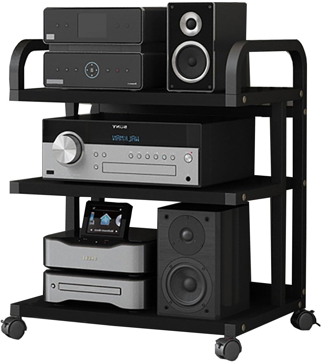 AErosx 3/4/5-Tier AV Media Cabinet Stand Audio/Video Component Cabinet Stereo Rack Audio Tower with Wheel