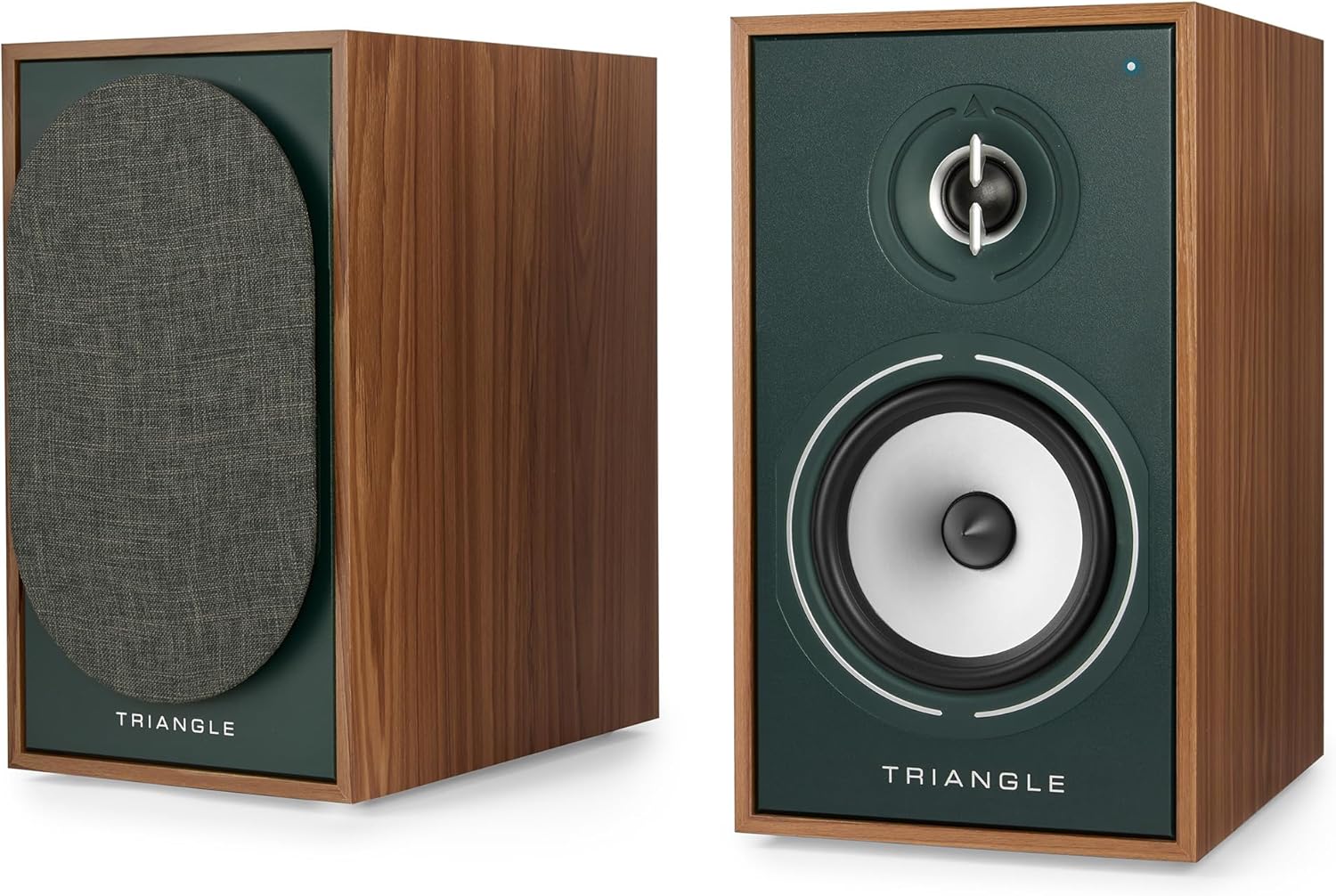 triangle - BOREA BR02 Connect Active Speakers - Bluetooth Bookshelf Speakers with 2X 50W Amplifier - HD Audio - Phono/Turntable TV & USB inputs - 176 x 310 x 274 mm - Green (Pair)