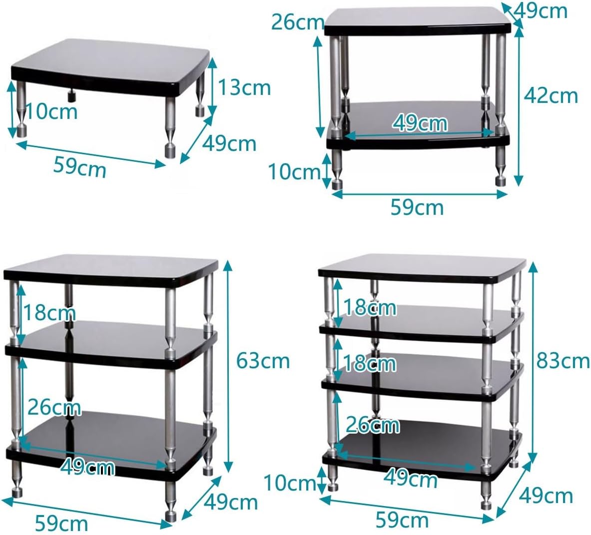 UYCVT Heavy Duty 3-Tier Corner Av Media Stand HiFi Audio Rack Open Storage Stereo Shelf Multi-Media Component Rack for Home Theater & Entertainment Center-59 * 49 * 13cm