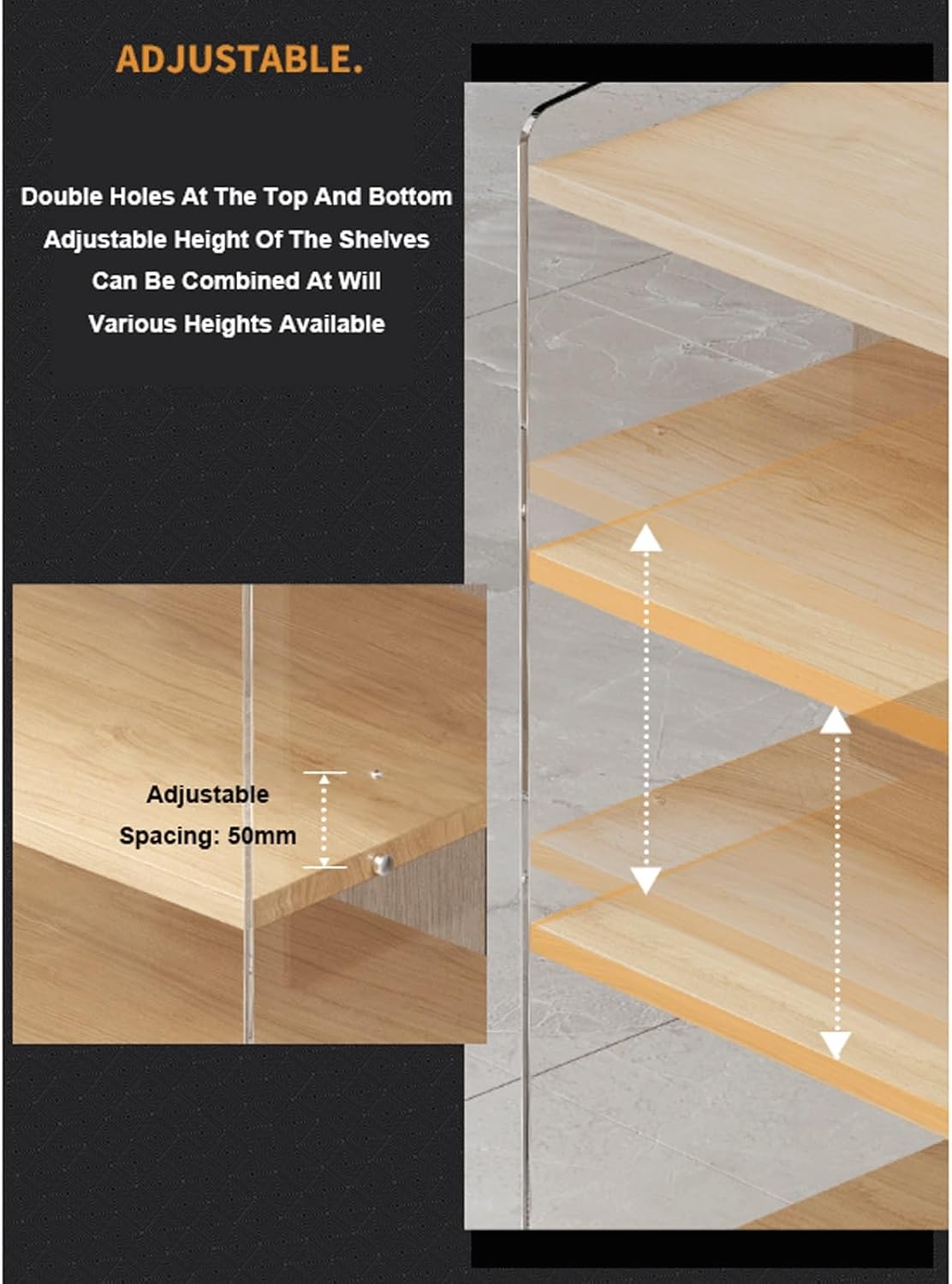 XMFBSY Medios Acrylic Audio Rack Tower HiFi AV Media Stand with Adjustable Shelves Modern Record Player Console Rack Audio-Visual Shelving Stereo Cabinet for Home Organizer(Black