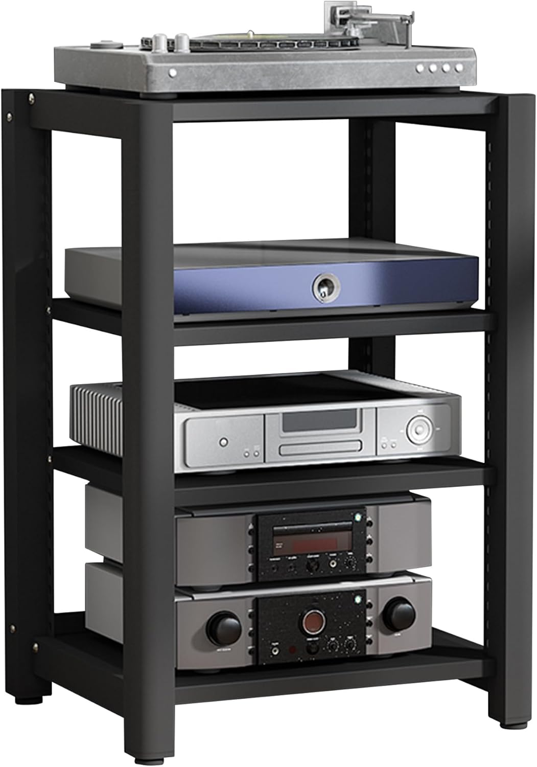 AV Media Stand 4-Tier Wooden Cabinet - Stereo Rack for Xbox
