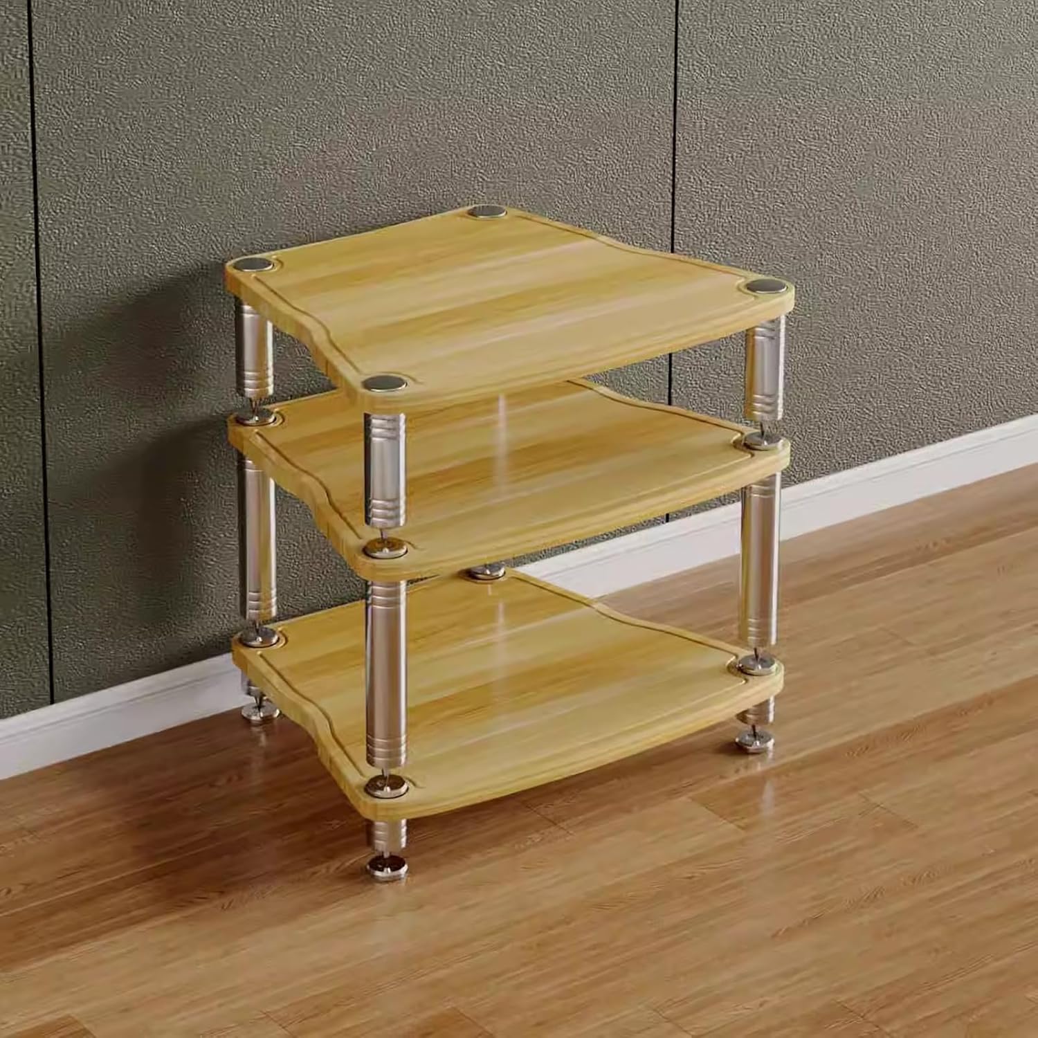 JYHHCYS 3-Tier Petite Entertainment Center Stand - Corner TV Center Stereo Components Storage Cabinet - HiFi Racks and Stands Audio Rack for Living