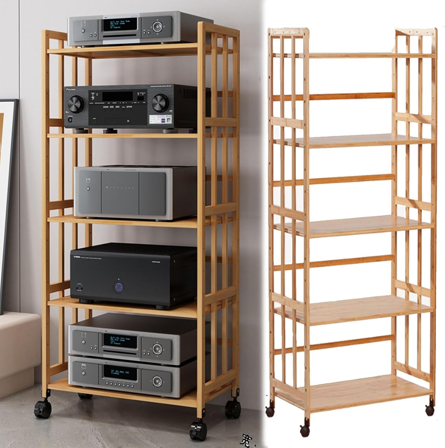 WUHUQN Media Stand 60 Inch Tall Stereo Racks and Stands Professional