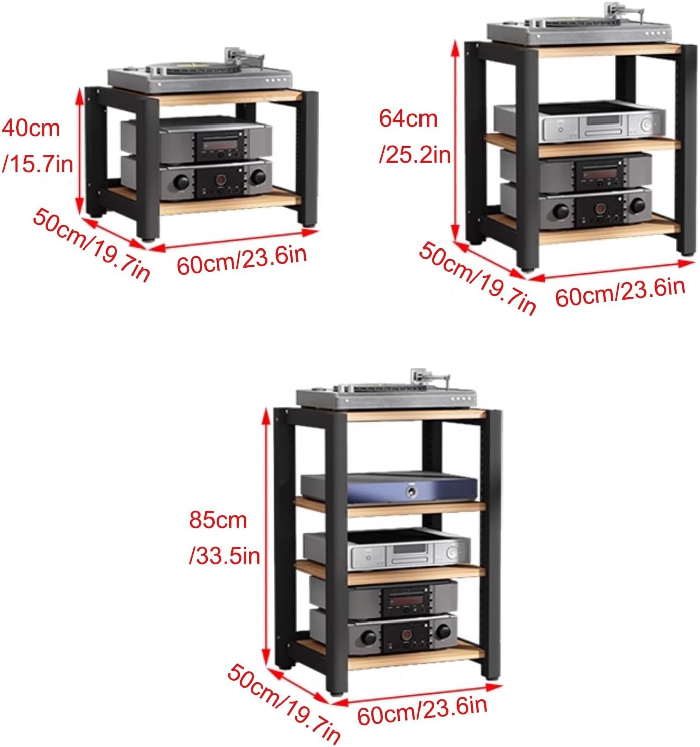 2/3/4 Tier Audio-Video Media Stand with Adjustable Shelves