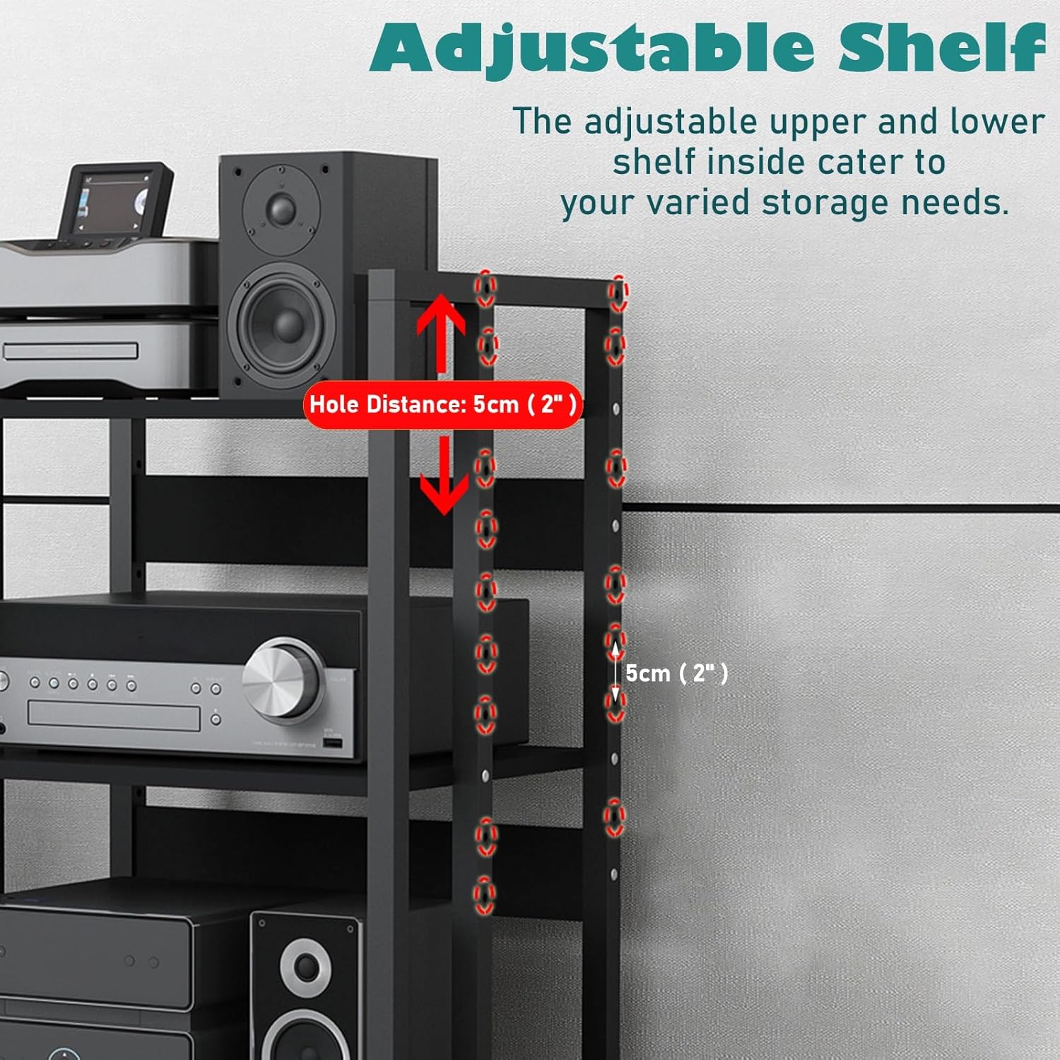 LXLZYXSF 4 3 2 Tier Mobile Stereo Components Rack AV Media Stand